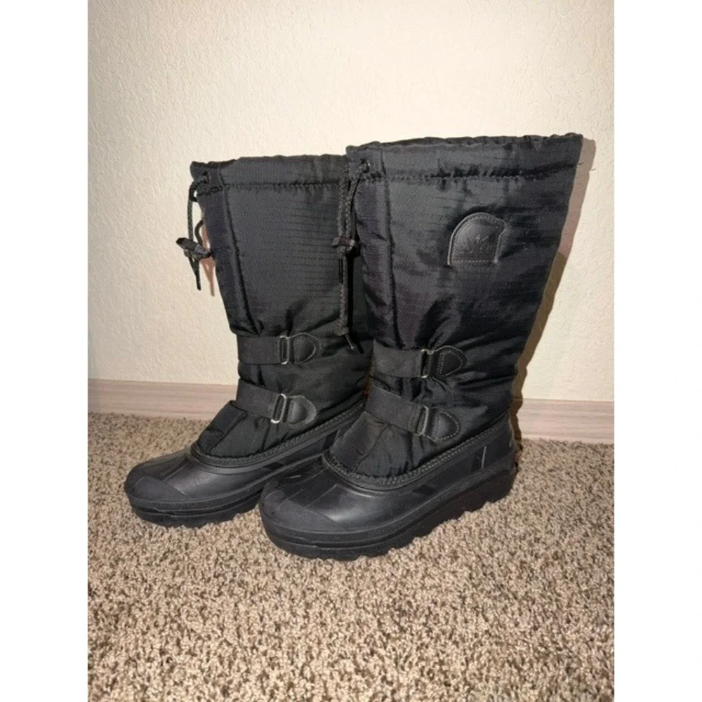 Sorel Vintage Black Winter Snow Boots Tall Waterproof Rubber Made in Canada